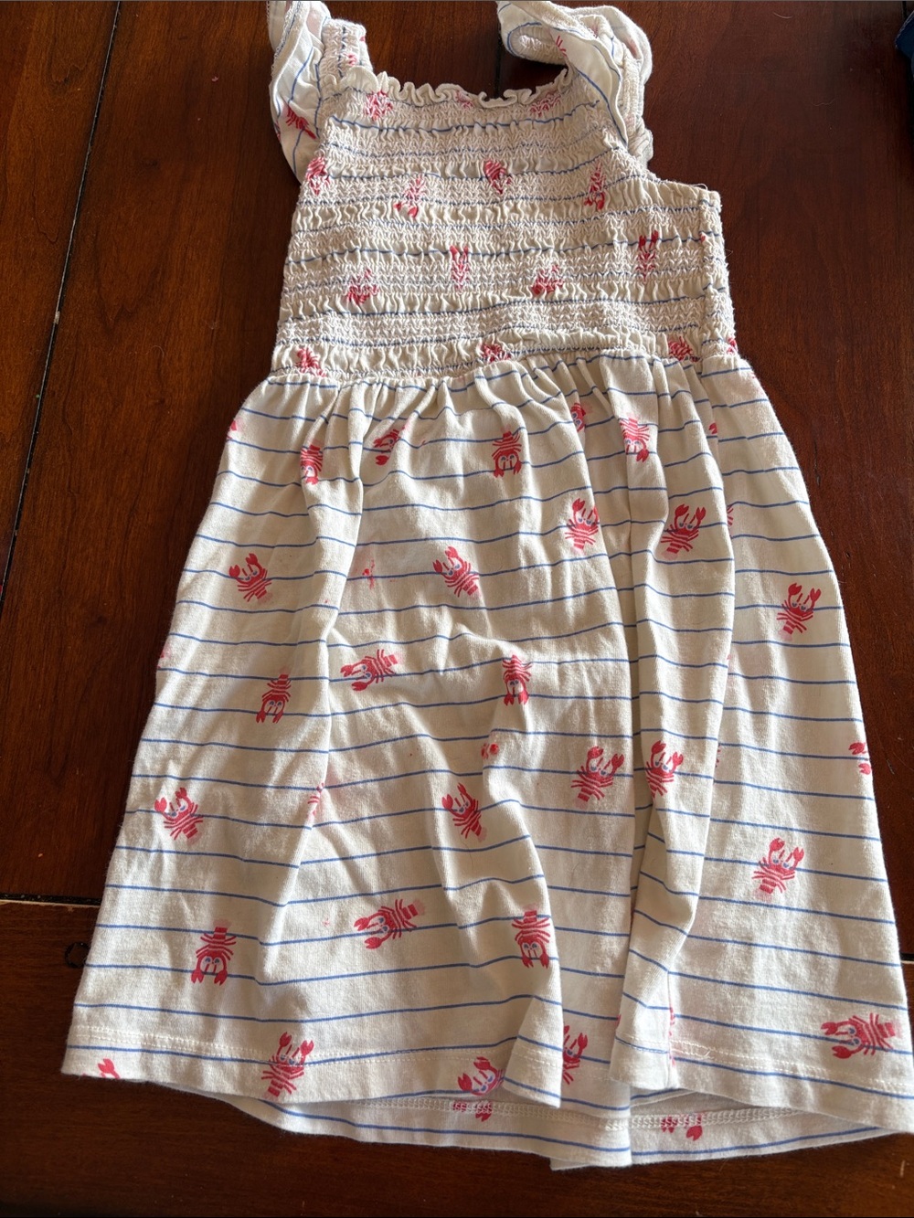 Sundress with lobster Print and Blue Stripe Detail